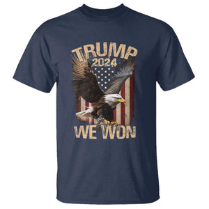 Trump We Won 2024 T Shirt Vintage Eagle American Flag TS11 Navy Print Your Wear