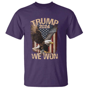 Trump We Won 2024 T Shirt Vintage Eagle American Flag TS11 Purple Print Your Wear