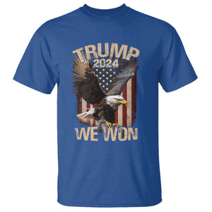 Trump We Won 2024 T Shirt Vintage Eagle American Flag TS11 Royal Blue Print Your Wear