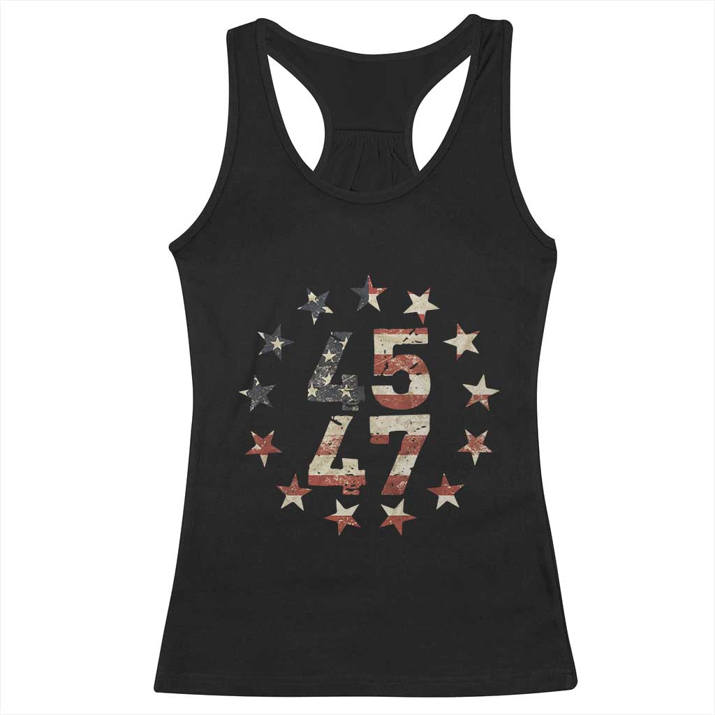 Trump 2024 Racerback Tank Top 45 47 The 47th US President Vintage American Flag TS11 Black Print Your Wear
