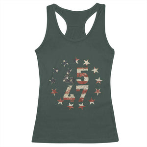 Trump 2024 Racerback Tank Top 45 47 The 47th US President Vintage American Flag TS11 Dark Forest Green Print Your Wear