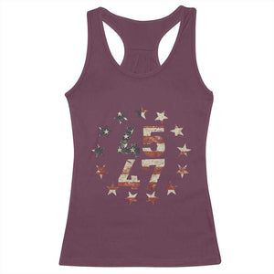 Trump 2024 Racerback Tank Top 45 47 The 47th US President Vintage American Flag TS11 Maroon Print Your Wear