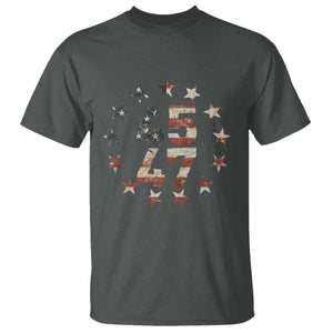 Trump 2024 T Shirt 45 47 The 47th US President Vintage American Flag TS11 Dark Heather Print Your Wear