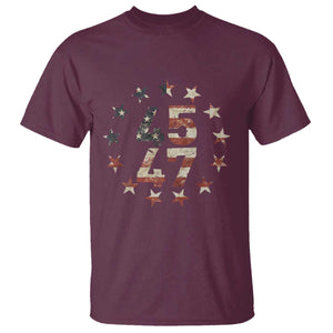 Trump 2024 T Shirt 45 47 The 47th US President Vintage American Flag TS11 Maroon Print Your Wear