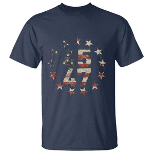 Trump 2024 T Shirt 45 47 The 47th US President Vintage American Flag TS11 Navy Print Your Wear