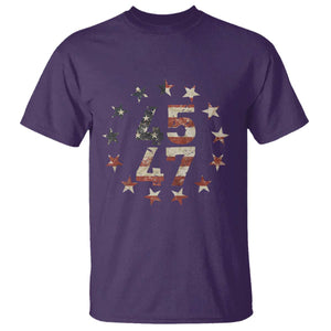 Trump 2024 T Shirt 45 47 The 47th US President Vintage American Flag TS11 Purple Print Your Wear