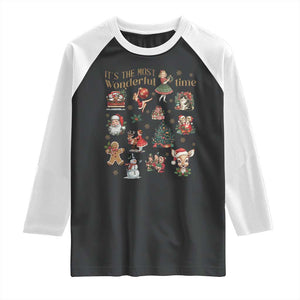 Retro Vintage Christmas Raglan Shirt It's The Most Wonderful Time Xmas TS11 Black White Print Your Wear