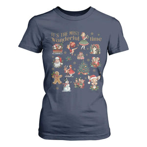 Retro Vintage Christmas T Shirt For Women It's The Most Wonderful Time Xmas TS11 Navy Print Your Wear