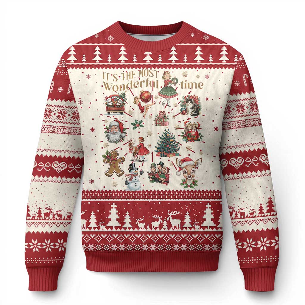 Retro Vintage Xmas Ugly Christmas Sweater It's The Most Wonderful Time Xmas TS11 Red Print Your Wear