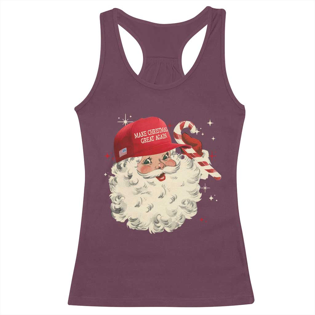 Funny Trump Santa Christmas Racerback Tank Top Make Christmas Great Again TS11 Maroon Print Your Wear
