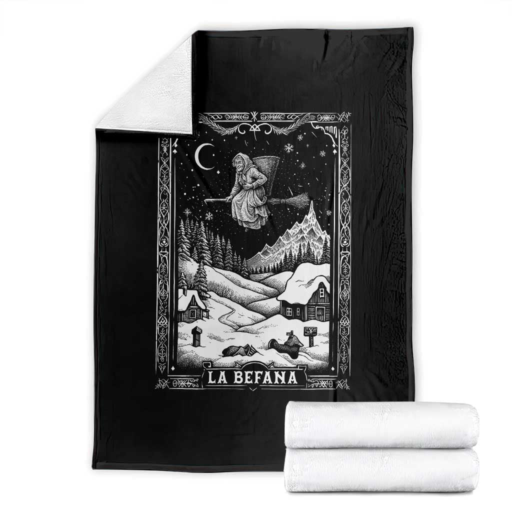 Italian Christmas La Befana Throw Blanket Buon Befana Folklore Xmas Witch TS11 Black Print Your Wear