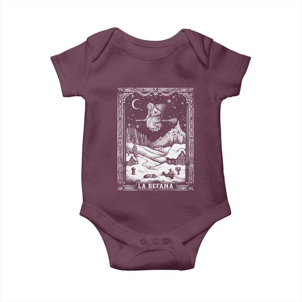 Italian Christmas La Befana Baby Onesie Buon Befana Folklore Xmas Witch TS11 Maroon Print Your Wear