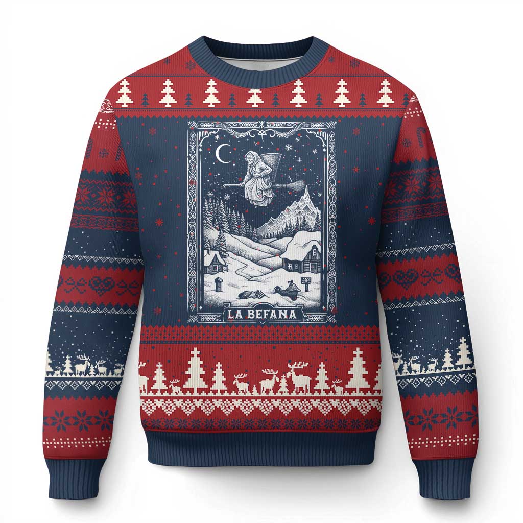 Italian Xmas La Befana Ugly Christmas Sweater Buon Befana Folklore Xmas Witch TS11 Navy Red Print Your Wear