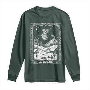 Italian Christmas La Befana Long Sleeve Shirt Buon Befana Folklore Xmas Witch TS11 Dark Forest Green Print Your Wear