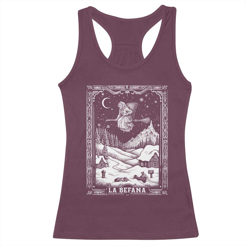 Italian Christmas La Befana Racerback Tank Top Buon Befana Folklore Xmas Witch TS11 Maroon Print Your Wear