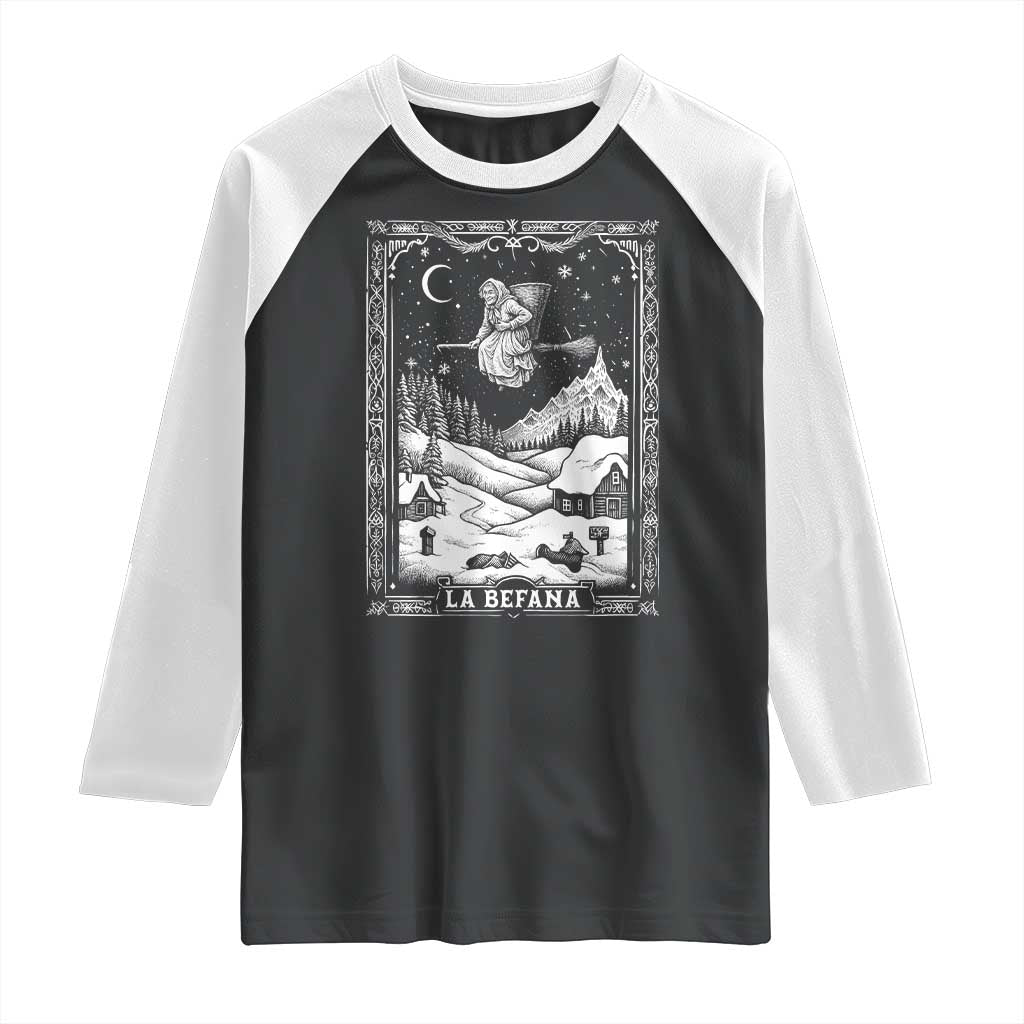 Italian Christmas La Befana Raglan Shirt Buon Befana Folklore Xmas Witch TS11 Black White Print Your Wear