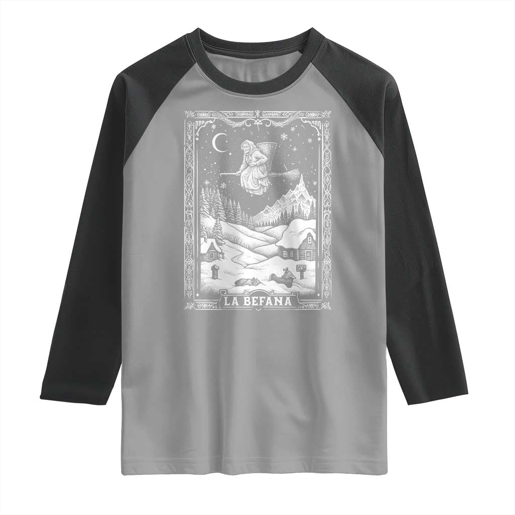 Italian Christmas La Befana Raglan Shirt Buon Befana Folklore Xmas Witch TS11 Sport Gray Black Print Your Wear