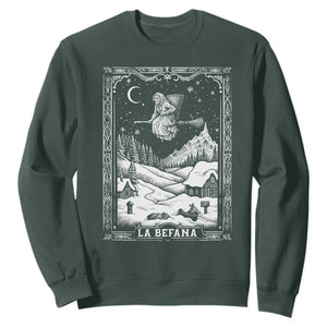 Italian Christmas La Befana Sweatshirt Buon Befana Folklore Xmas Witch TS11 Dark Forest Green Print Your Wear