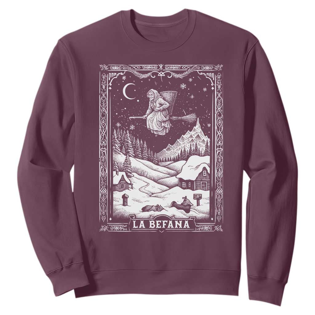 Italian Christmas La Befana Sweatshirt Buon Befana Folklore Xmas Witch TS11 Maroon Print Your Wear