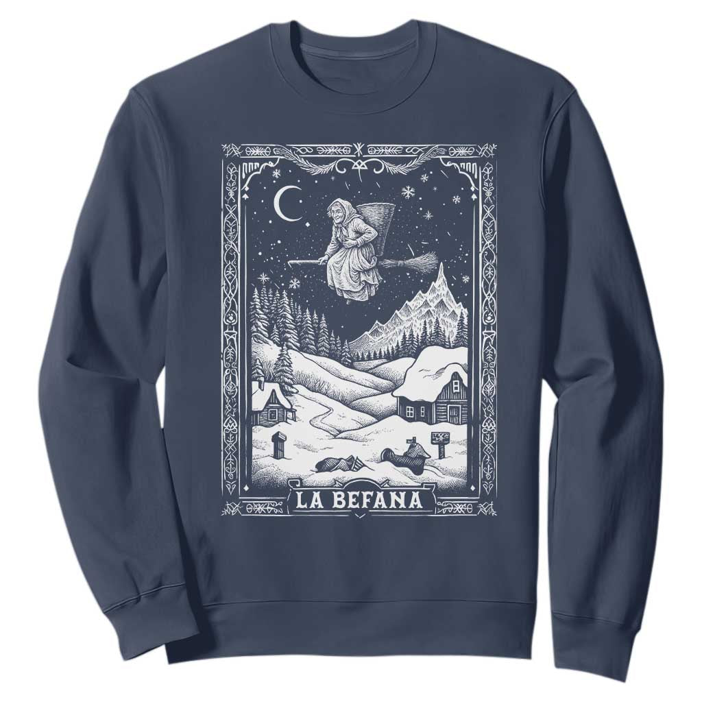 Italian Christmas La Befana Sweatshirt Buon Befana Folklore Xmas Witch TS11 Navy Print Your Wear