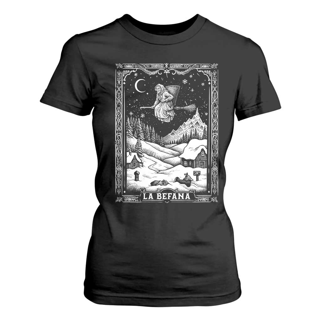 Italian Christmas La Befana T Shirt For Women Buon Befana Folklore Xmas Witch TS11 Black Print Your Wear