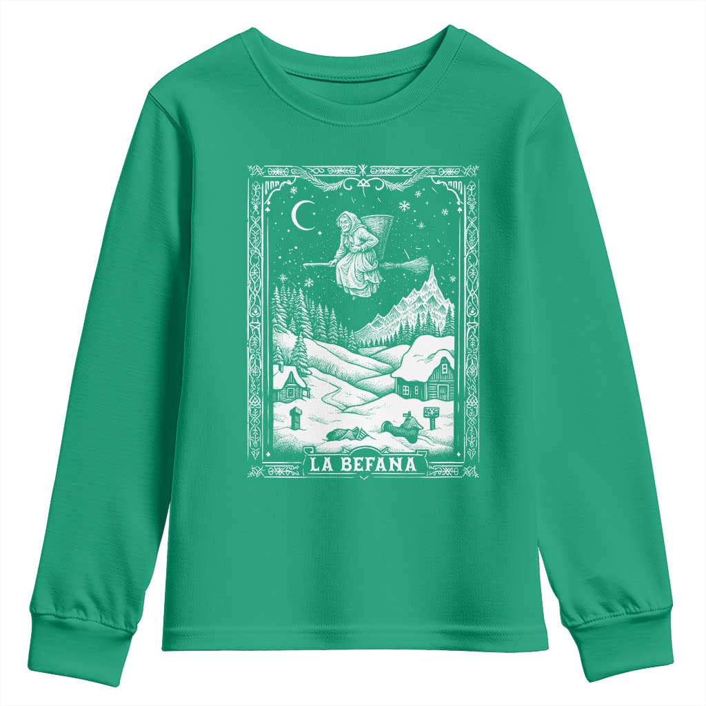 Italian Christmas La Befana Youth Sweatshirt Buon Befana Folklore Xmas Witch TS11 Irish Green Print Your Wear