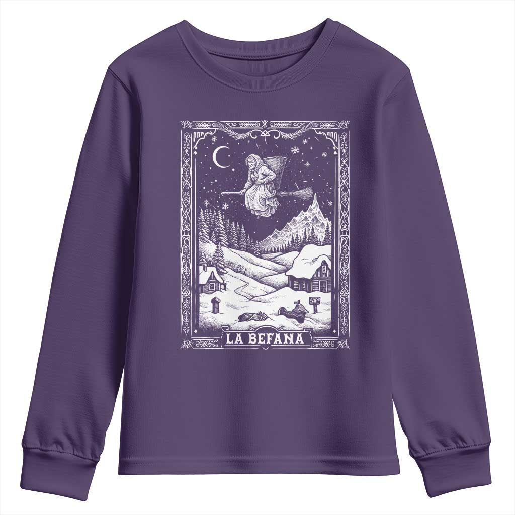 Italian Christmas La Befana Youth Sweatshirt Buon Befana Folklore Xmas Witch TS11 Purple Print Your Wear