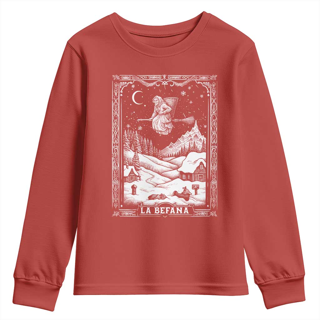 Italian Christmas La Befana Youth Sweatshirt Buon Befana Folklore Xmas Witch TS11 Red Print Your Wear