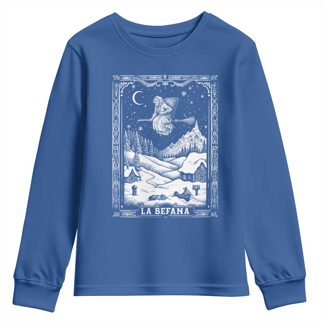 Italian Christmas La Befana Youth Sweatshirt Buon Befana Folklore Xmas Witch TS11 Royal Blue Print Your Wear