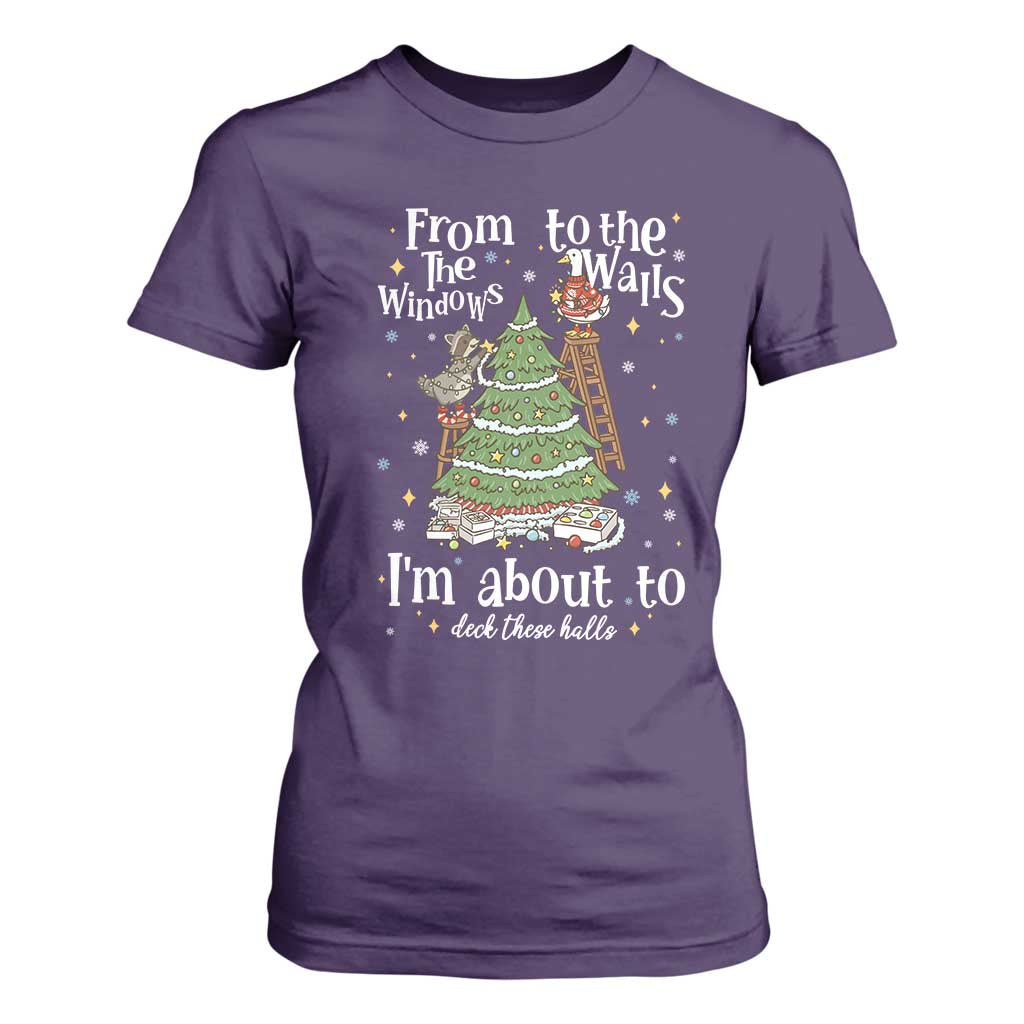 From The Windows To The Walls I'm About To Deck These Halls Christmas T Shirt For Women TS11 Purple Print Your Wear