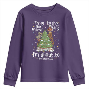 From The Windows To The Walls I'm About To Deck These Halls Christmas Youth Sweatshirt TS11 Purple Print Your Wear