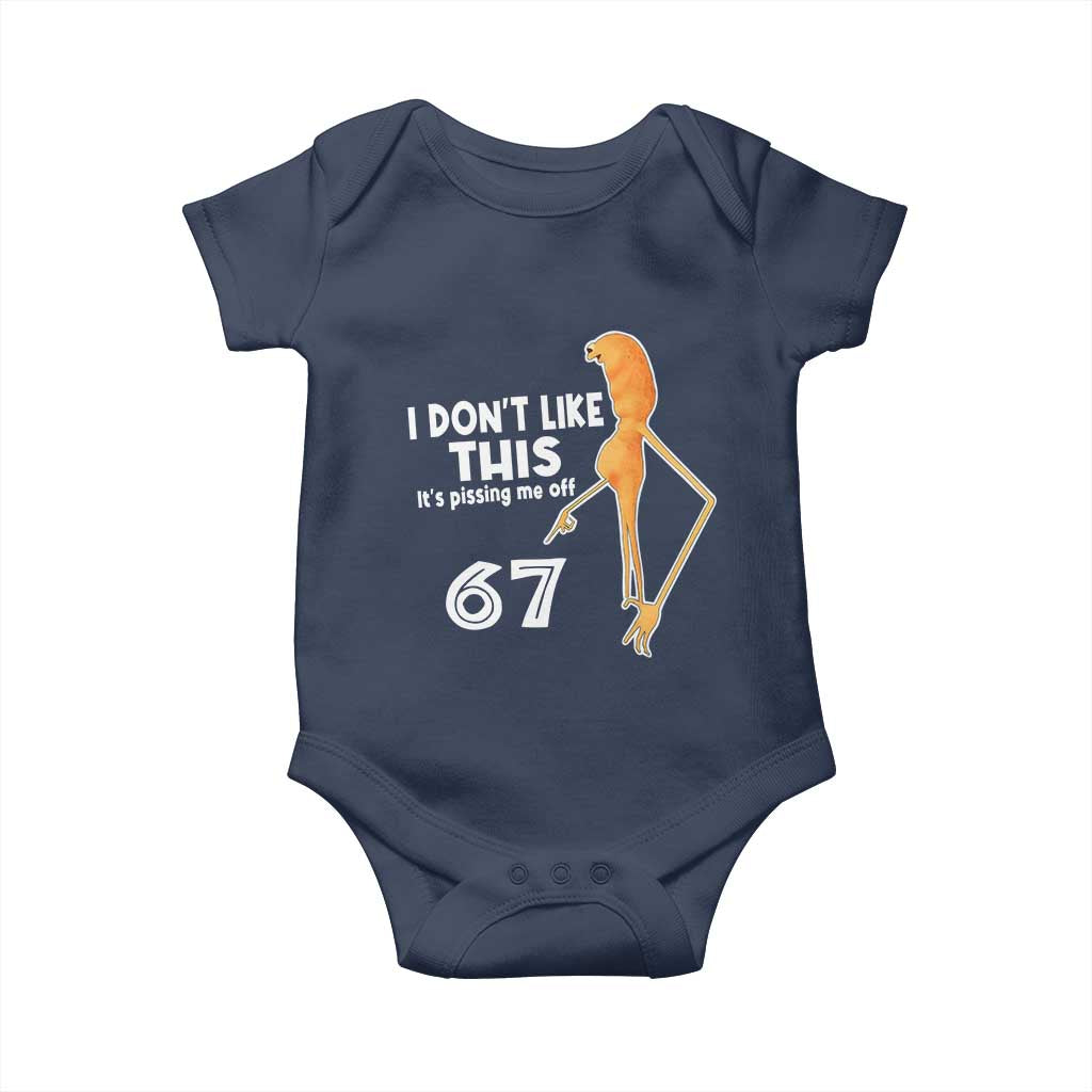 Funny Marcus The Worm 67 Meme Baby Onesie I Dont Like This Its Pissing Me Off TS11 Navy Print Your Wear
