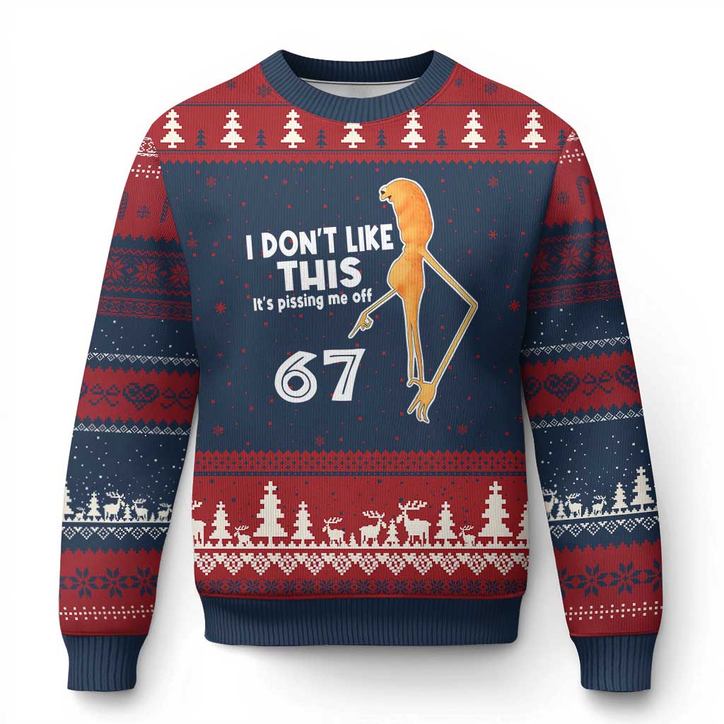 Funny Marcus The Worm 67 Meme Ugly Christmas Sweater I Dont Like This Its Pissing Me Off TS11 Navy Red Print Your Wear