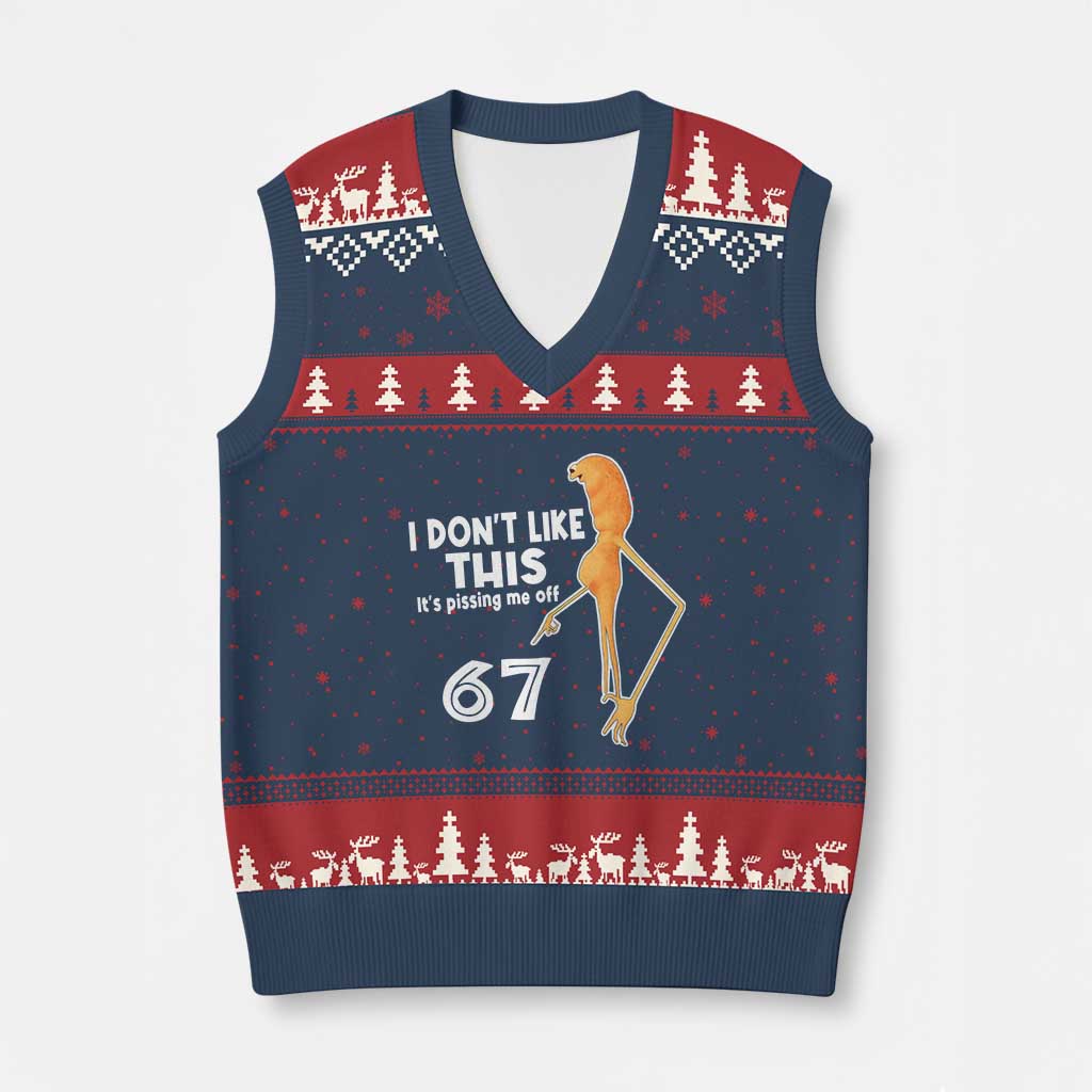 Funny Marcus The Worm 67 Meme V-Neck Knit Sweater Vest I Dont Like This Its Pissing Me Off TS11 Navy Red Print Your Wear