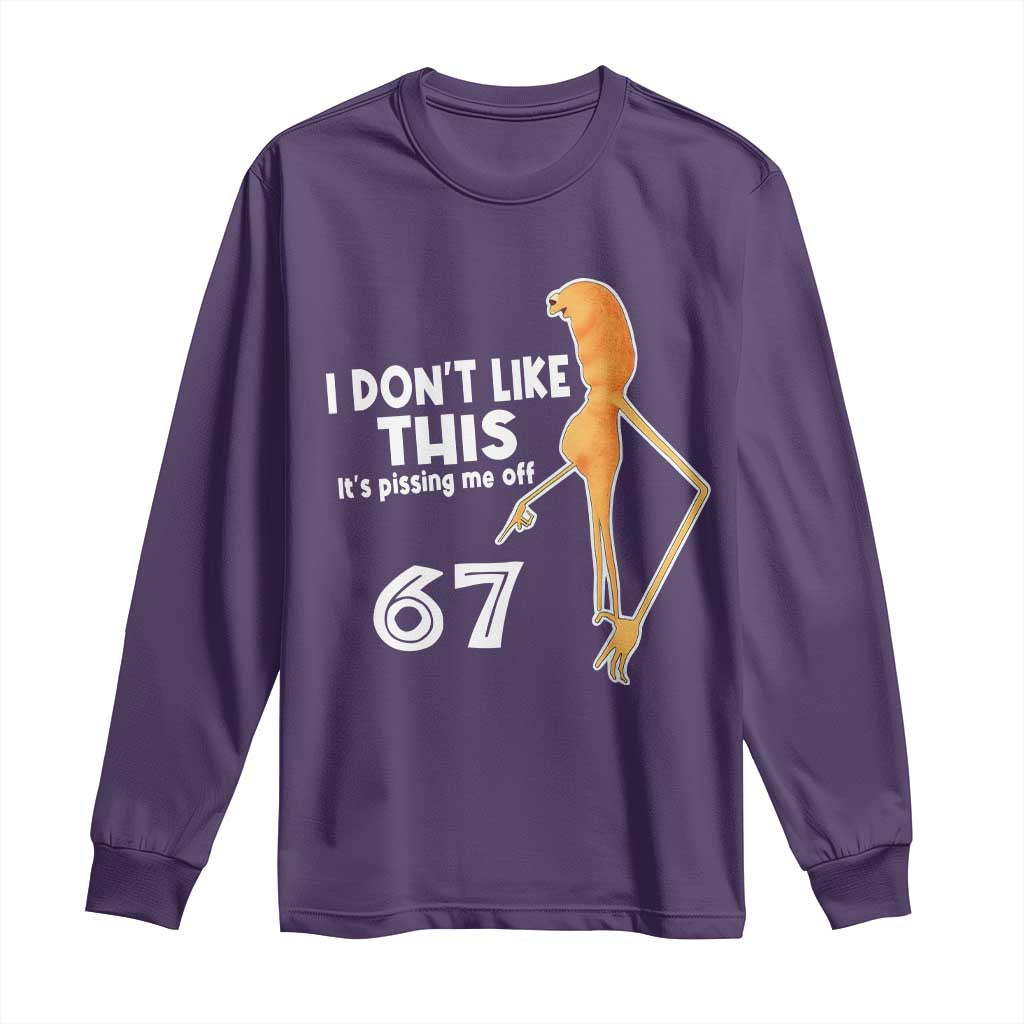 Funny Marcus The Worm 67 Meme Long Sleeve Shirt I Dont Like This Its Pissing Me Off TS11 Purple Print Your Wear