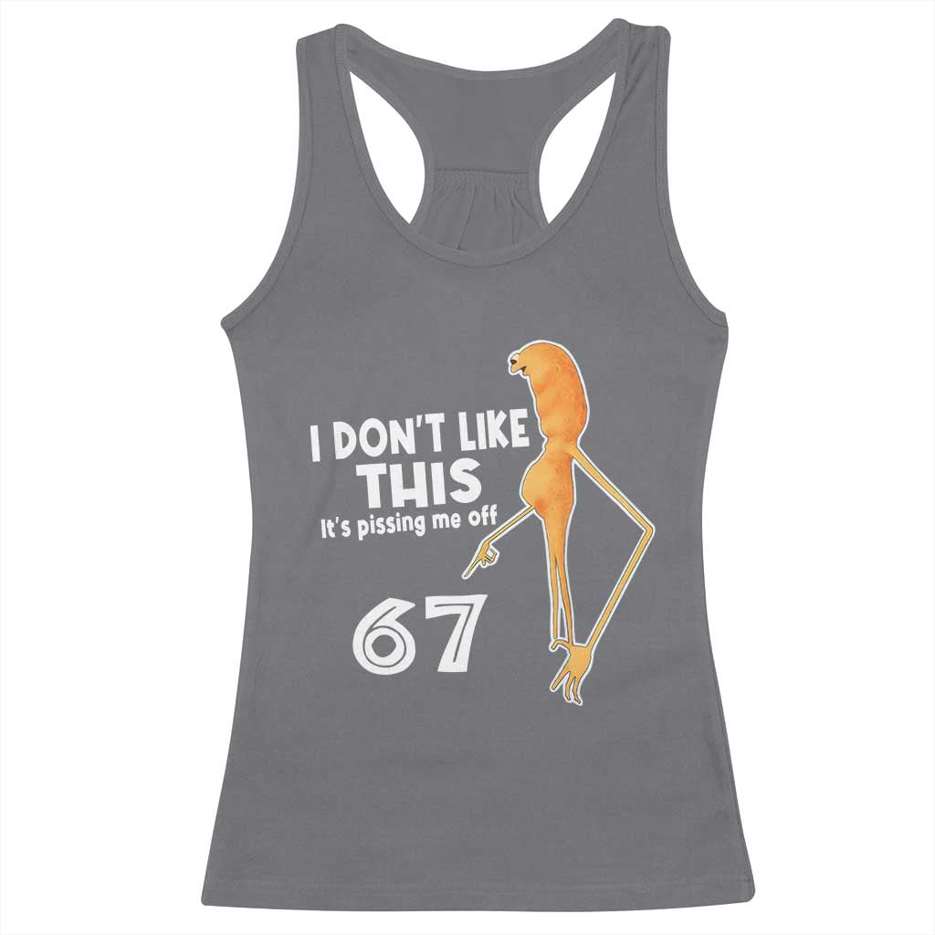 Funny Marcus The Worm 67 Meme Racerback Tank Top I Dont Like This Its Pissing Me Off TS11 Charcoal Print Your Wear