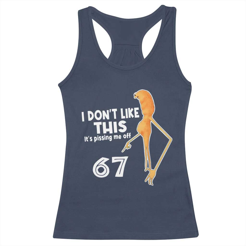 Funny Marcus The Worm 67 Meme Racerback Tank Top I Dont Like This Its Pissing Me Off TS11 Navy Print Your Wear