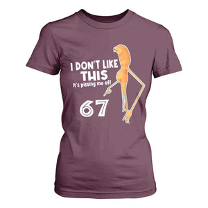 Funny Marcus The Worm 67 Meme T Shirt For Women I Dont Like This Its Pissing Me Off TS11 Maroon Print Your Wear