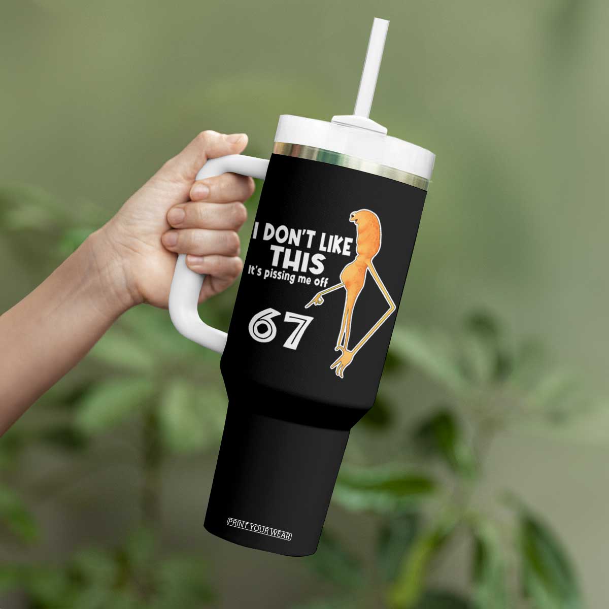 Funny Marcus The Worm 67 Meme Tumbler With Handle I Dont Like This Its Pissing Me Off TS11 Print Your Wear