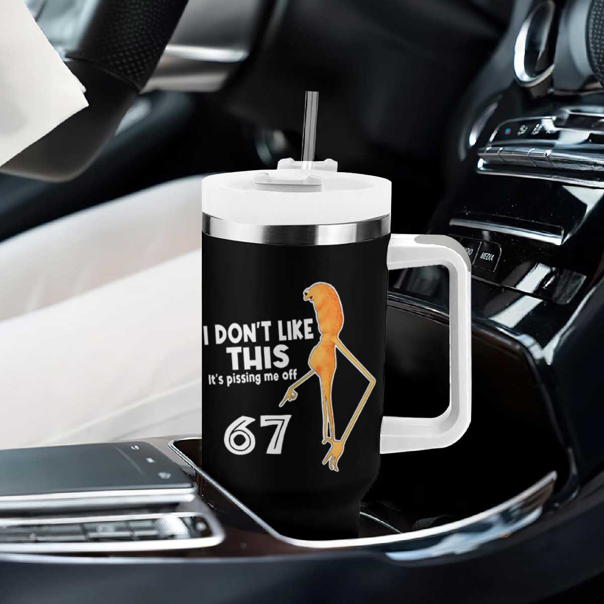 Funny Marcus The Worm 67 Meme Tumbler With Handle I Dont Like This Its Pissing Me Off TS11 Print Your Wear