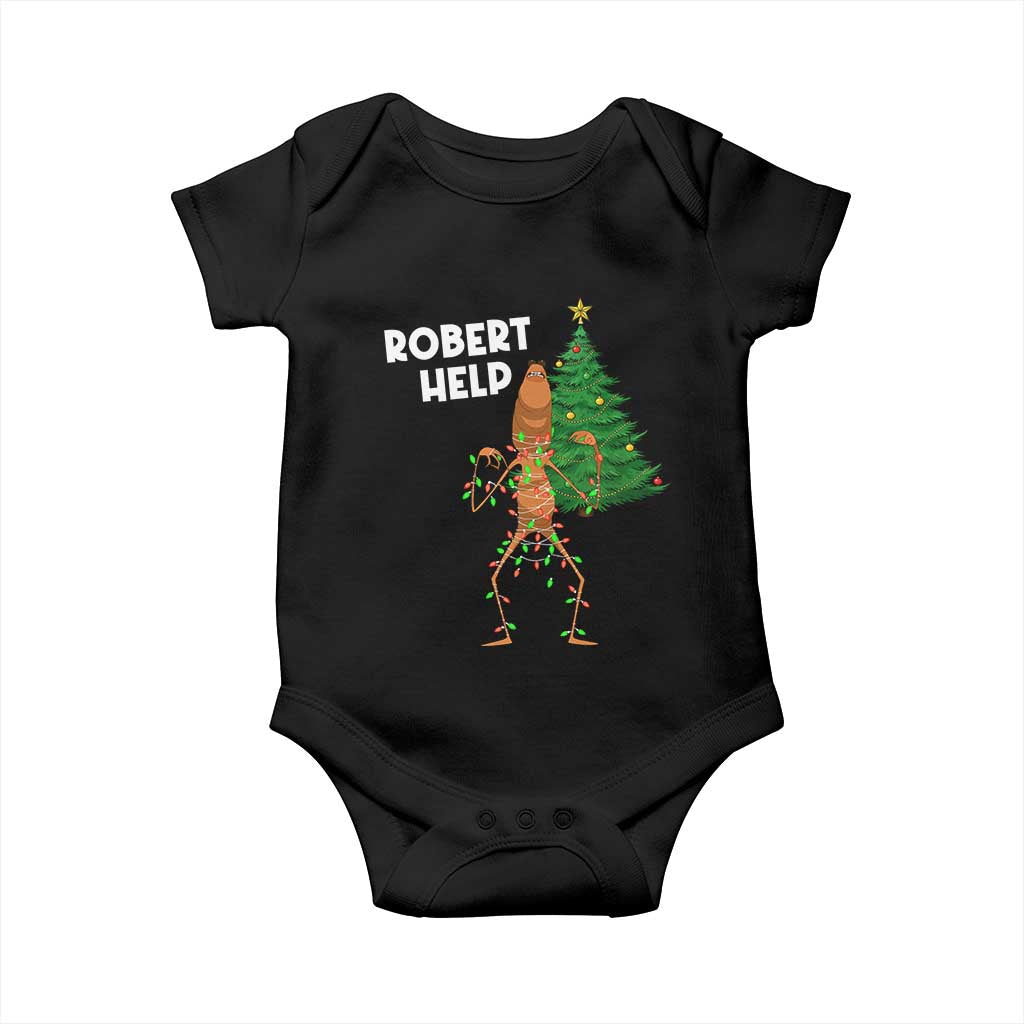 Funny Marcus The Worm Christmas Baby Onesie Robert Help Xmas Tree TS11 Black Print Your Wear