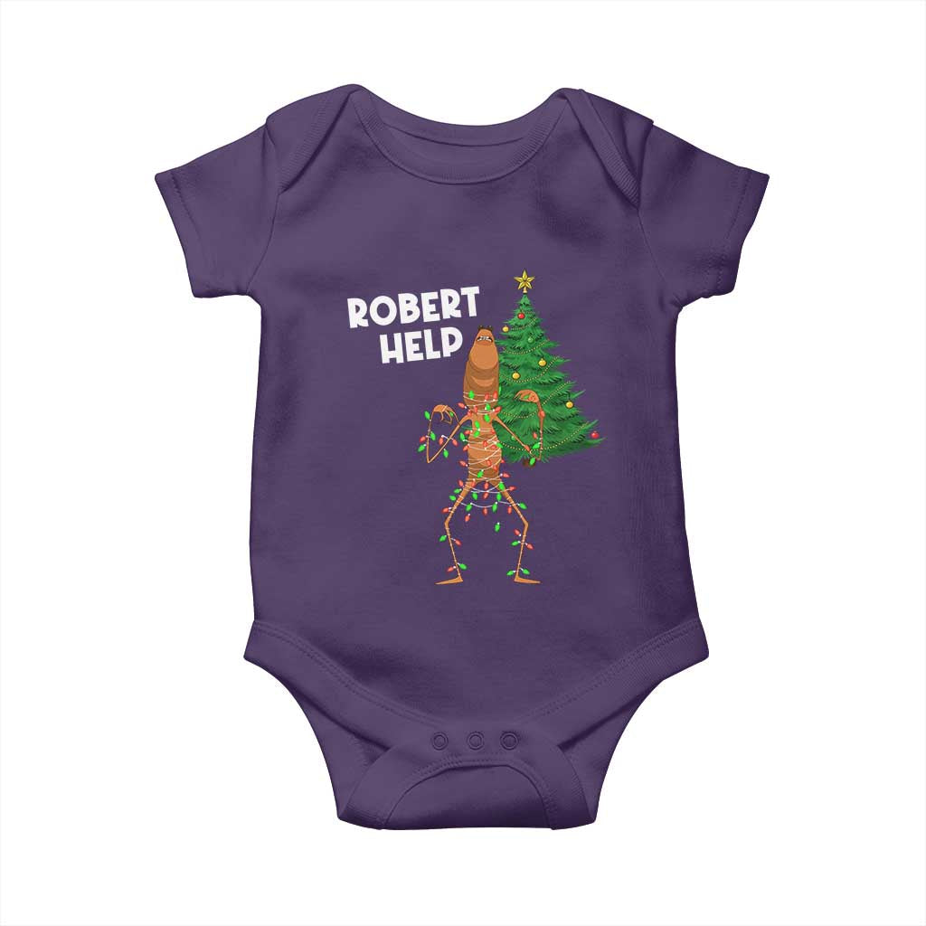 Funny Marcus The Worm Christmas Baby Onesie Robert Help Xmas Tree TS11 Purple Print Your Wear