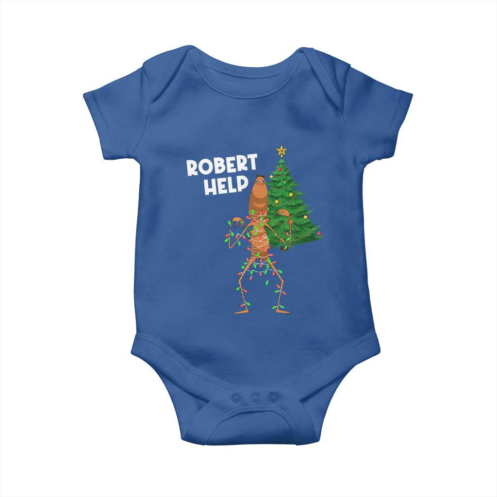 Funny Marcus The Worm Christmas Baby Onesie Robert Help Xmas Tree TS11 Royal Blue Print Your Wear