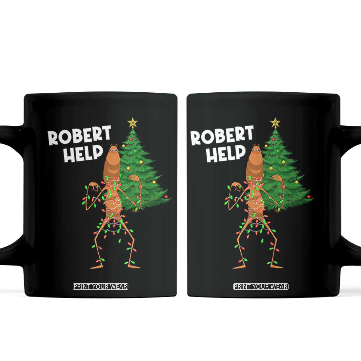 Funny Marcus The Worm Christmas Coffee Mug Robert Help Xmas Tree TS11 Black Print Your Wear