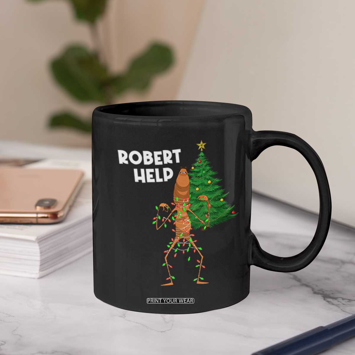 Funny Marcus The Worm Christmas Coffee Mug Robert Help Xmas Tree TS11 Print Your Wear