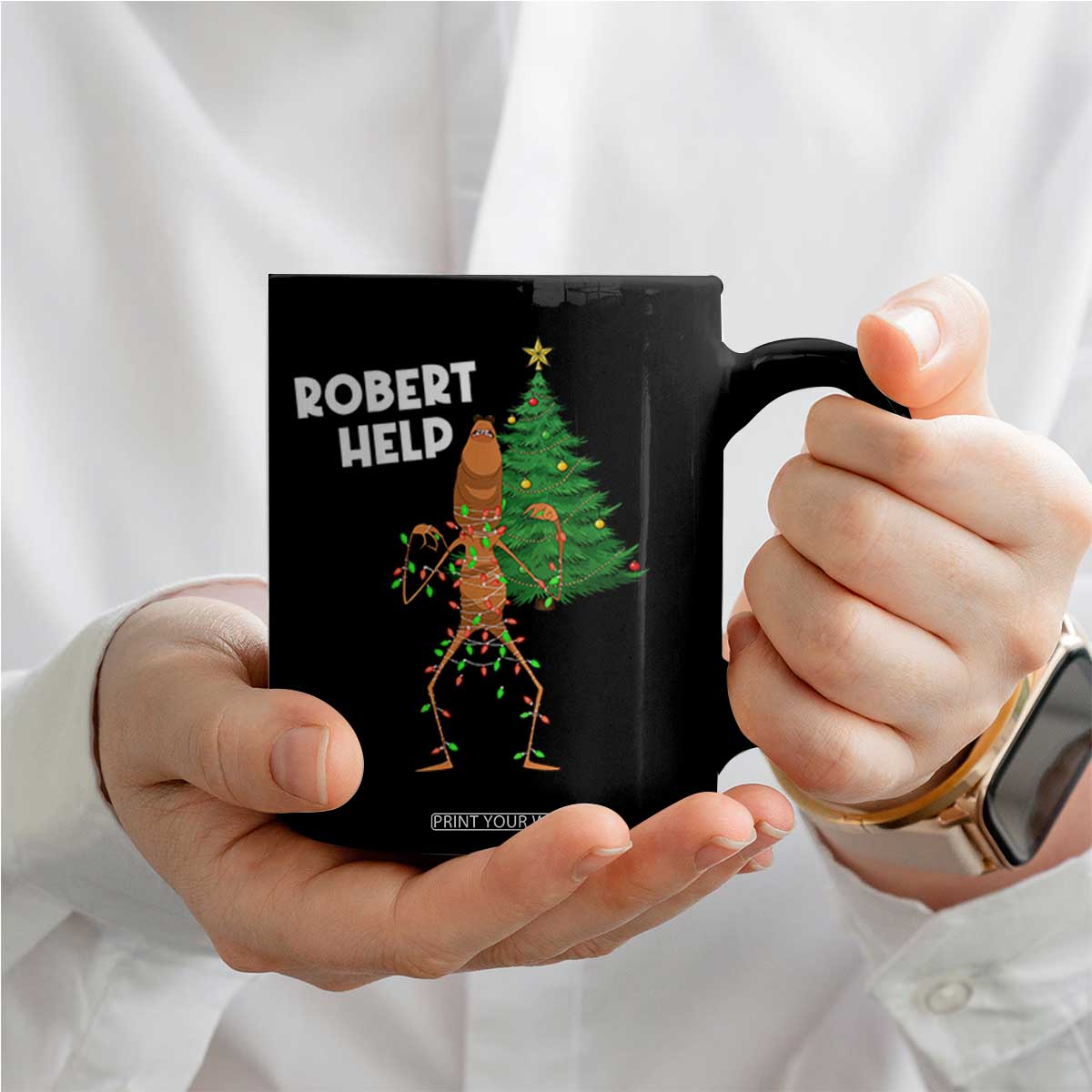 Funny Marcus The Worm Christmas Coffee Mug Robert Help Xmas Tree TS11 Print Your Wear