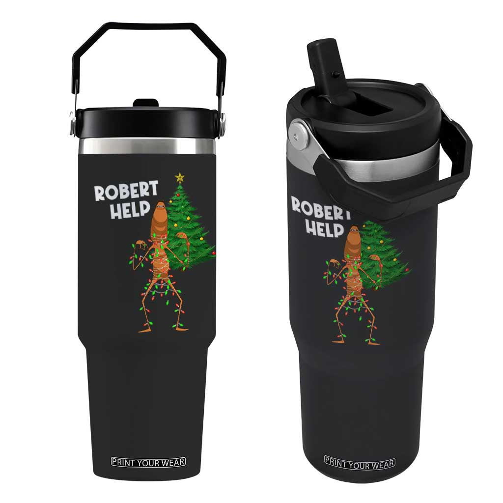 Funny Marcus The Worm Christmas Flip Straw Tumbler Robert Help Xmas Tree TS11 One Size: 30 oz Black Print Your Wear