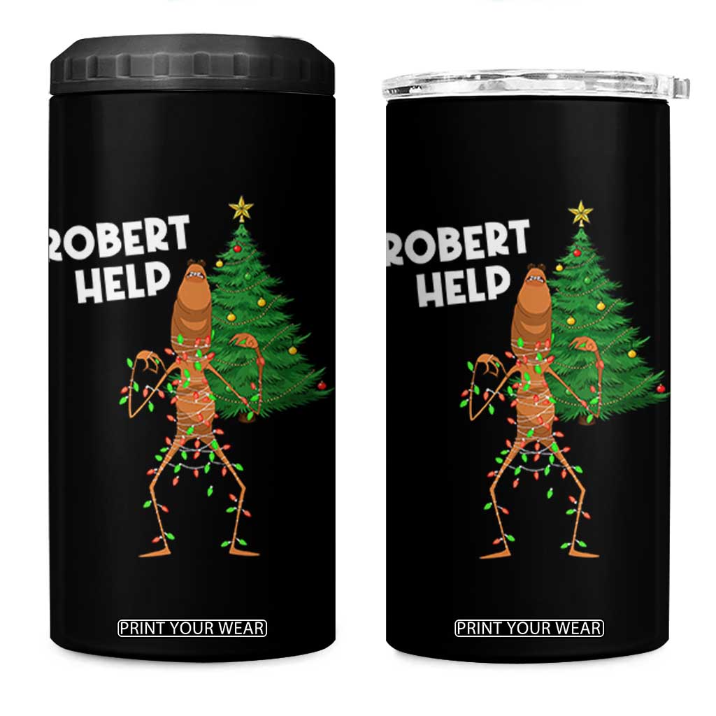 Funny Marcus The Worm Christmas 4 in 1 Can Cooler Tumbler Robert Help Xmas Tree TS11 One Size: 16 oz Black Print Your Wear