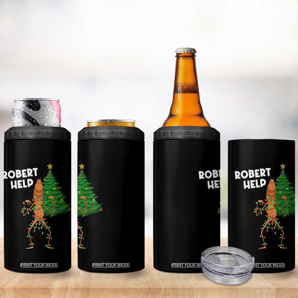 Funny Marcus The Worm Christmas 4 in 1 Can Cooler Tumbler Robert Help Xmas Tree TS11 Print Your Wear