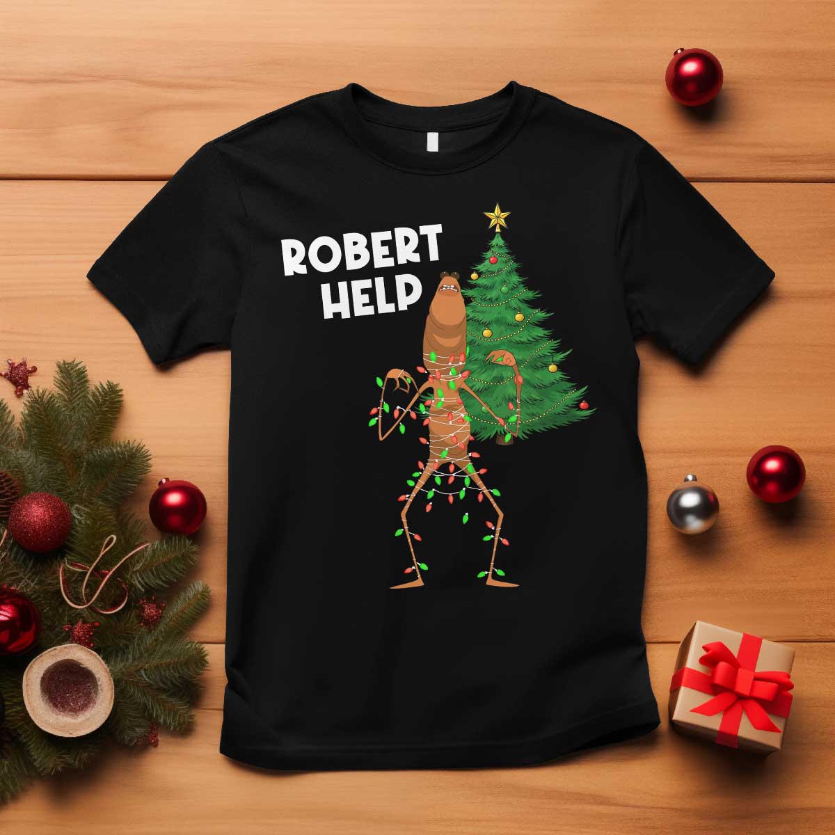 Funny Marcus The Worm Christmas T Shirt Robert Help Xmas Tree TS11 Black Print Your Wear